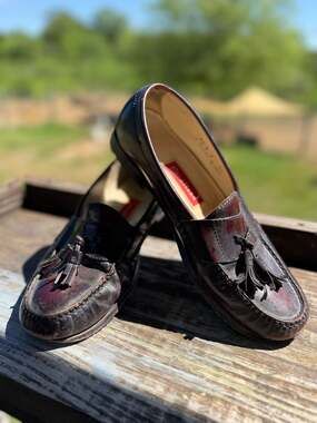 Cole Haan Men's Pinch Tassel Loafers Burgundy Leather SZ 8.5 D C03507